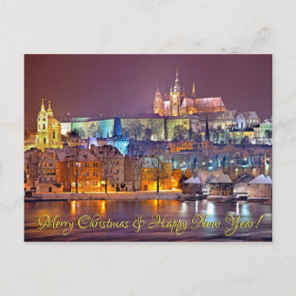 Praag Castle Merry Kerstmis Briefkaart