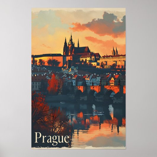 Praag: Charles Bridge Briefkaart Poster (Voorkant)