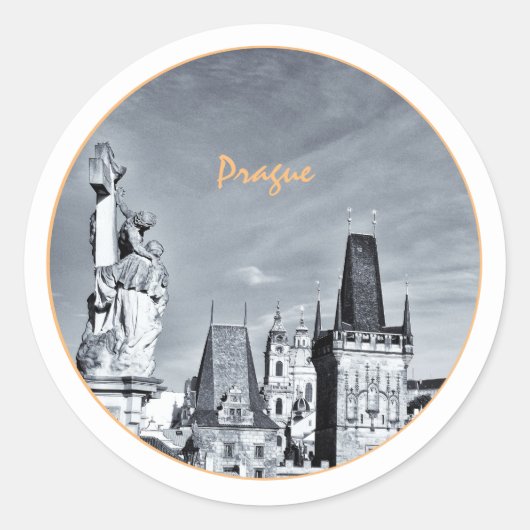 Praag & Charles Bridge, Christus, Castle/Tsjechisc Ronde Sticker (Voorkant)
