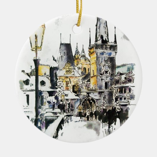 Praag - Charles Bridge Keramisch Ornament (Voorkant)