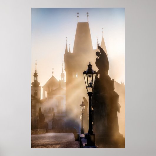Praag - Charles Bridge Morning Poster (Voorkant)