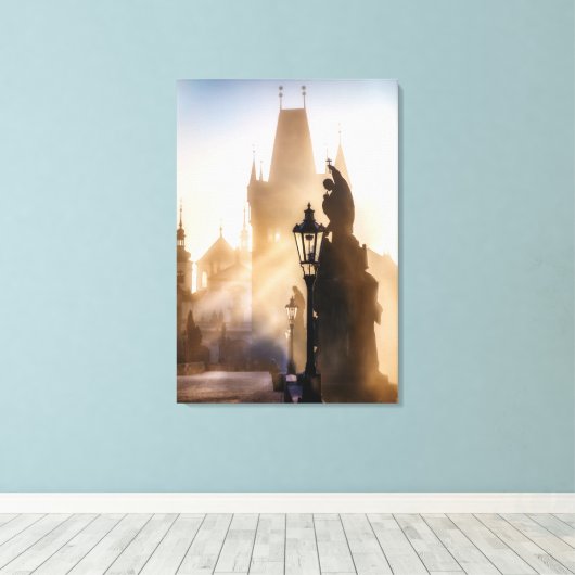 Praag Charles Bridge Ochtend Canvas Afdruk (Insitu (Houten vloer))
