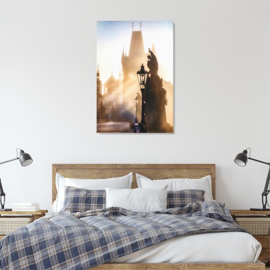 Praag Charles Bridge Ochtend Canvas Afdruk (Insitu (Slaapkamer))