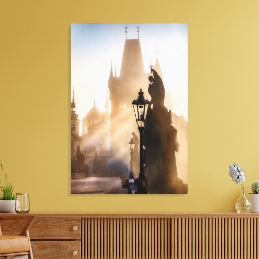 Praag Charles Bridge Ochtend Canvas Afdruk (Insitu (Woonkamer))