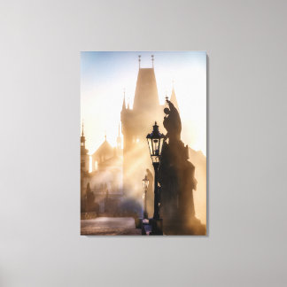 Praag Charles Bridge Ochtend Canvas Afdruk