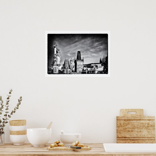 Praag & Charles Bridge Tower/Tsjechisch Poster (Keuken)