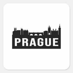 Praag City CityScène Skyline Reizen Grappig cadeau Vierkante Sticker