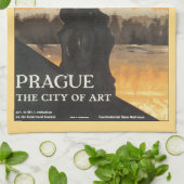 Praag City of Art Vintage Travel Poster Theedoek (Gevouwen)