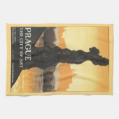 Praag City of Art Vintage Travel Poster Theedoek (Horizontaal)