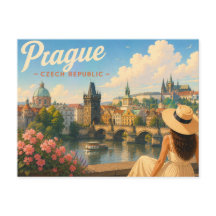 Praag - De Dame met de Hoed Reisansichtkaart