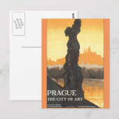 Praag de stad Art Vintage Travel Poster Briefkaart (Voorkant / Achterkant)