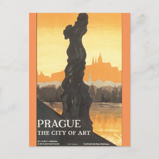 Praag de stad Art Vintage Travel Poster Briefkaart (Voorkant)