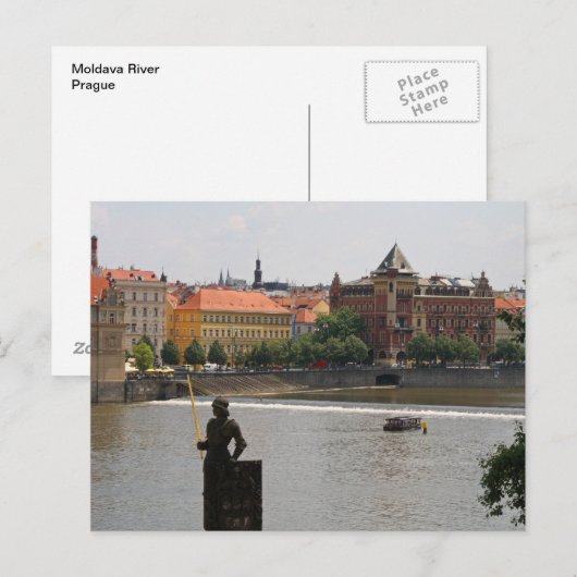 Praag door de Moldavische rivier Briefkaart (Voorkant / Achterkant)
