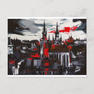 Praag. Een uitzicht van het venster Briefkaart