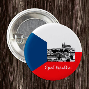 Praag en Tsjechische vlag - historisch Tsjechisch/ Ronde Button 3,2 Cm
