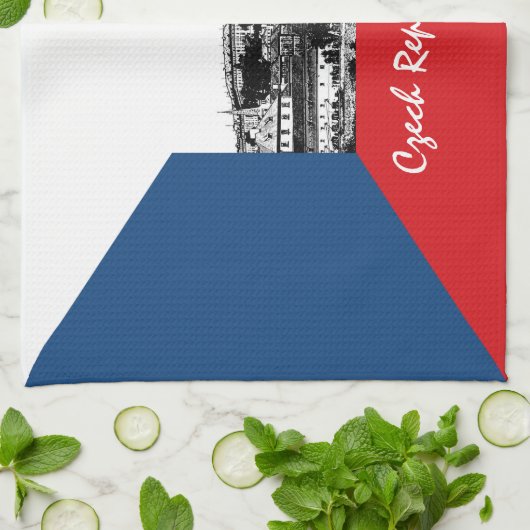 Praag en Tsjechische vlag - historisch Tsjechisch/ Theedoek (Gevouwen)