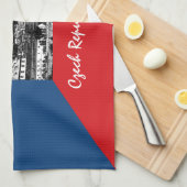 Praag en Tsjechische vlag - historisch Tsjechisch/ Theedoek (Quarter Fold)