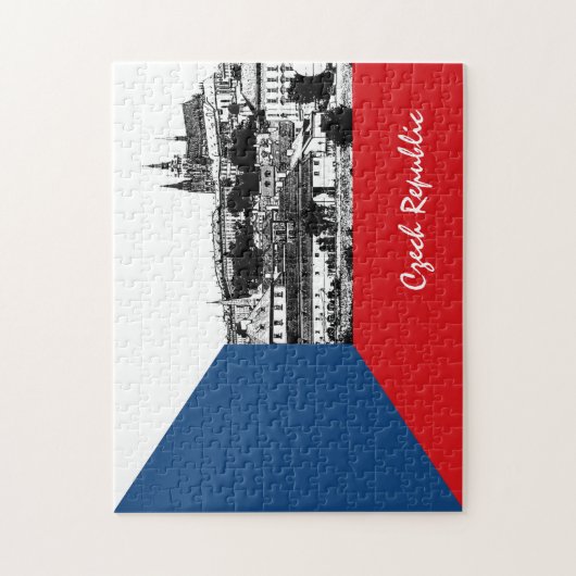 Praag en Tsjechische vlag - historische stad/Tsjec Legpuzzel (Verticaal)