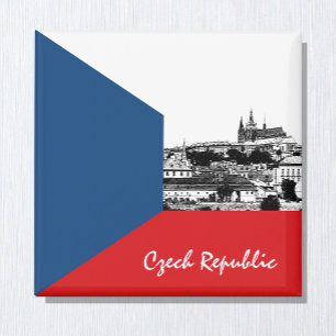 Praag en Tsjechische vlag - historische stad/Tsjec Magneet