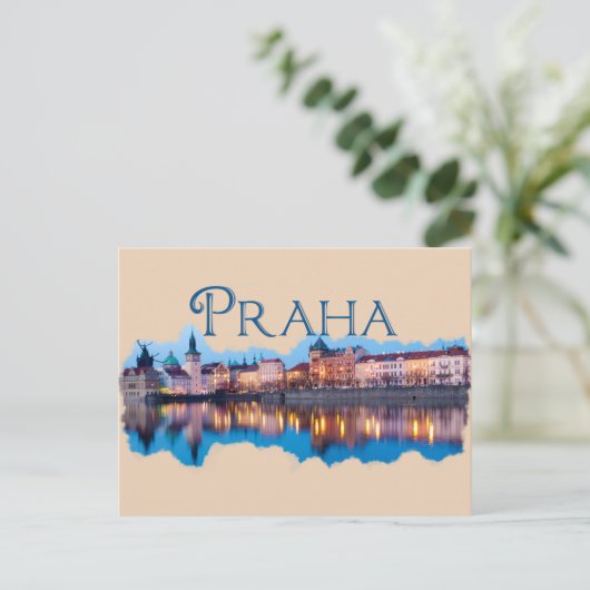 Praag: Evening Skyline Briefkaart (Staand voorkant)
