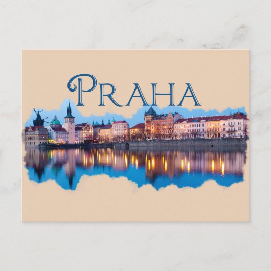Praag: Evening Skyline Briefkaart (Voorkant)