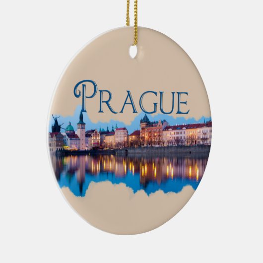 Praag: Evening Skyline Keramisch Ornament (Rechts)