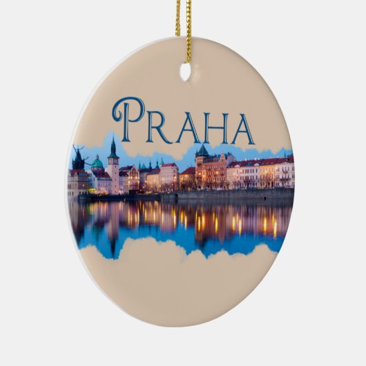 Praag: Evening Skyline Keramisch Ornament (Rechts)