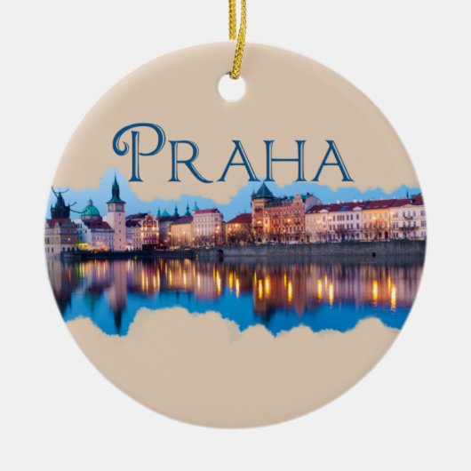 Praag: Evening Skyline Keramisch Ornament (Voorkant)