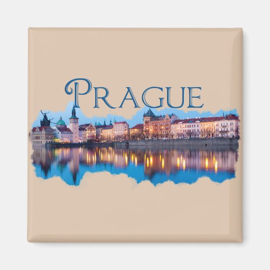 Praag: Evening Skyline Magneet (Voorkant)