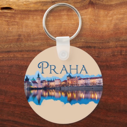 Praag: Evening Skyline Sleutelhanger (Voorkant)