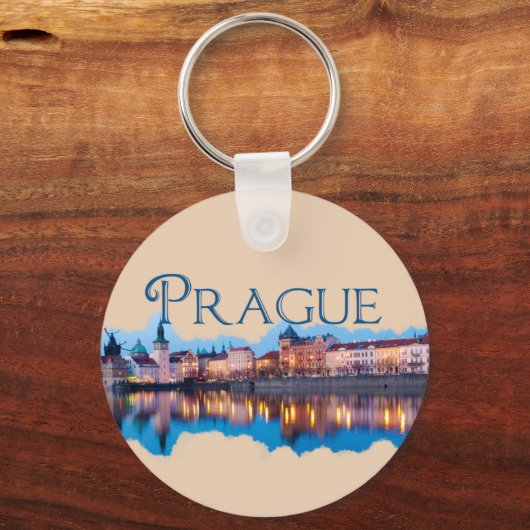 Praag: Evening Skyline Sleutelhanger (Voorkant)
