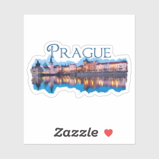 Praag: Evening Skyline Sticker (Vel)