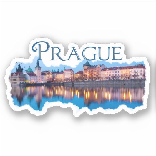 Praag: Evening Skyline Sticker (Voorkant)