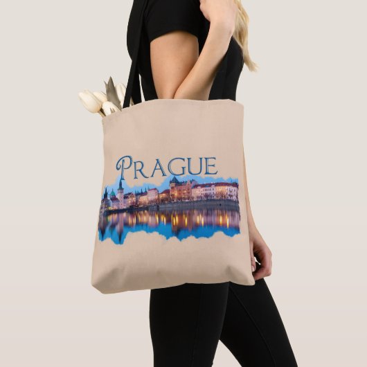 Praag: Evening Skyline Tote Bag (Dichtbij)