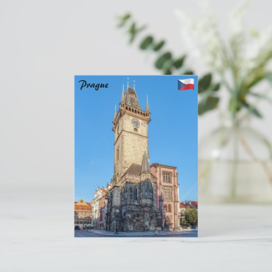 Praag gezicht op astronomische klok briefkaart (Staand voorkant)