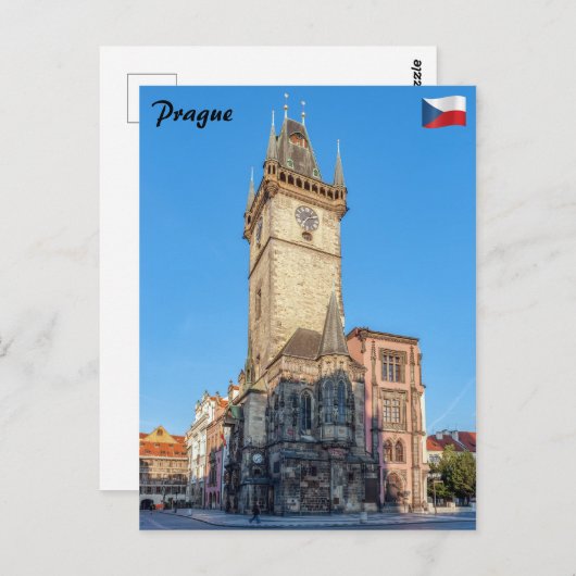 Praag gezicht op astronomische klok briefkaart (Voorkant / Achterkant)