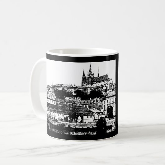 Praag, Historische stad, Castle & Flag - Tsjechisc Koffiemok (Voorkant links)