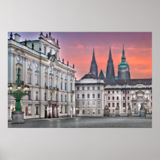 Praag - Hradcanske Plein Ochtend Poster