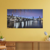 Praag Karelsbrug bij nacht Canvas Afdruk (Insitu (Woonkamer))