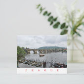 Praag Karelsbrug en boten uitzicht briefkaart (Staand voorkant)