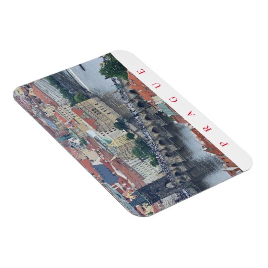 Praag Karelsbrug panoramisch uitzicht magneet (Rechterzijde)
