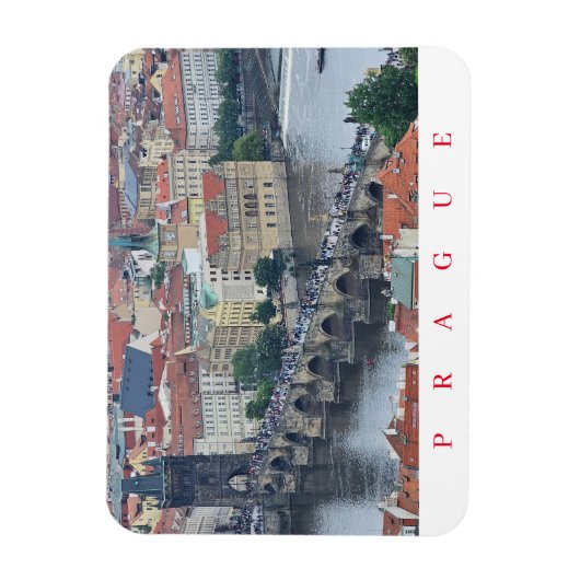 Praag Karelsbrug panoramisch uitzicht magneet (Verticaal)