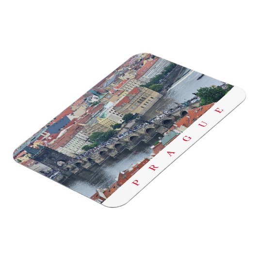 Praag Karelsbrug panoramisch uitzicht magneet (Linkerzijde)