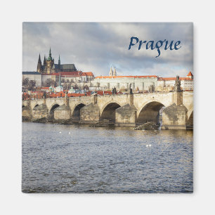 Praag Kasteel en Karelsbrug souvenir foto Magneet