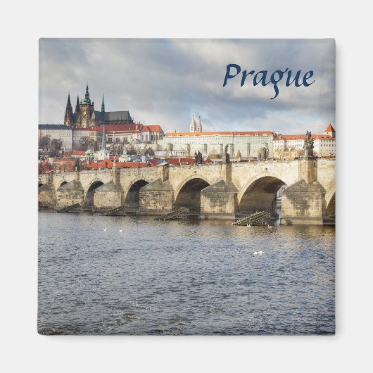 Praag Kasteel en Karelsbrug souvenir foto Magneet (Voorkant)