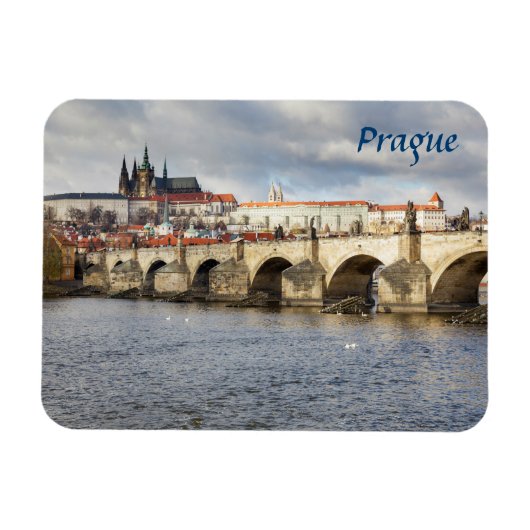 Praag Kasteel en Karelsbrug souvenir foto Magneet (Horizontaal)