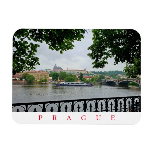 Praag Kasteel en uitzicht koelkastmagneet Magneet (Horizontaal)