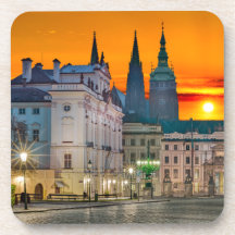 Praag Kasteel in de Ochtend Hard plastiek onderzet