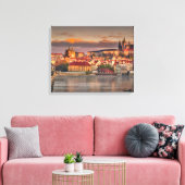 Praag Kasteel Karelsbrug in de ochtend Canvas Afdruk (Insitu (Woonkamer))