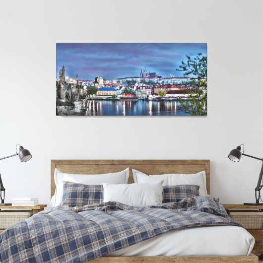 Praag Kasteel Vltava rivier nacht Canvas (Insitu (Slaapkamer))